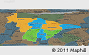 Political Panoramic Map of Mashonaland Central, darken, semi-desaturated