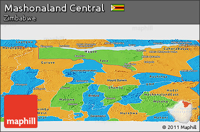 Political Panoramic Map of Mashonaland Central