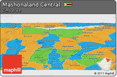 Political Panoramic Map of Mashonaland Central