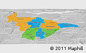 Political Panoramic Map of Mashonaland Central, lighten, desaturated