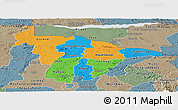 Political Panoramic Map of Mashonaland Central, semi-desaturated