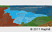 Political Shades Panoramic Map of Mashonaland Central, darken