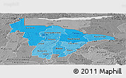 Political Shades Panoramic Map of Mashonaland Central, desaturated