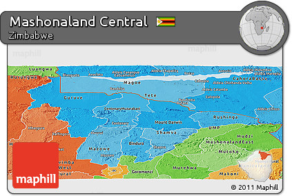 Political Shades Panoramic Map of Mashonaland Central