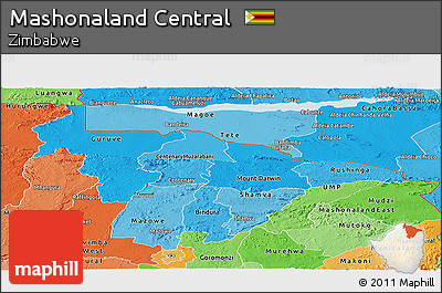 Political Shades Panoramic Map of Mashonaland Central