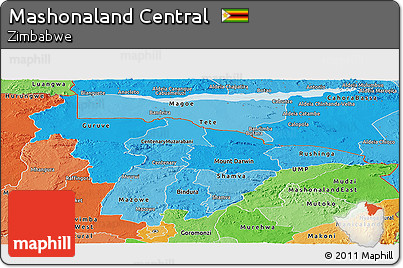 Political Shades Panoramic Map of Mashonaland Central