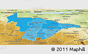 Political Shades Panoramic Map of Mashonaland Central, physical outside