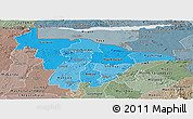Political Shades Panoramic Map of Mashonaland Central, semi-desaturated