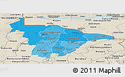 Political Shades Panoramic Map of Mashonaland Central, shaded relief outside