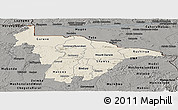 Shaded Relief Panoramic Map of Mashonaland Central, darken, semi-desaturated