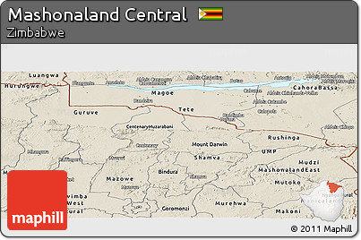 Shaded Relief Panoramic Map of Mashonaland Central