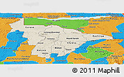 Shaded Relief Panoramic Map of Mashonaland Central, political outside