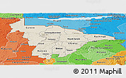 Shaded Relief Panoramic Map of Mashonaland Central, political shades outside