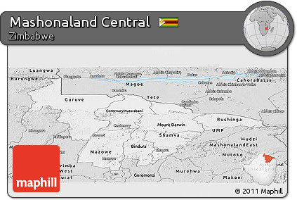 Silver Style Panoramic Map of Mashonaland Central