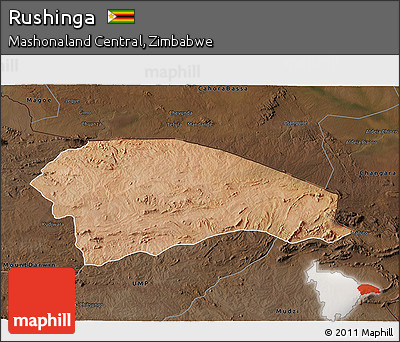 Satellite 3D Map of Rushinga, darken