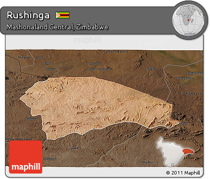Satellite 3D Map of Rushinga, darken