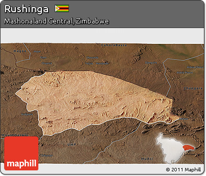 Satellite 3D Map of Rushinga, darken