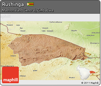 Satellite 3D Map of Rushinga, physical outside