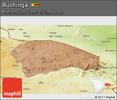 Satellite 3D Map of Rushinga, physical outside