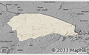 Shaded Relief 3D Map of Rushinga, darken, desaturated