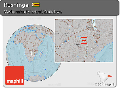 Gray Location Map of Rushinga, hill shading