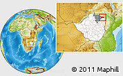 Physical Location Map of Rushinga, highlighted country, highlighted parent region, within the entire country