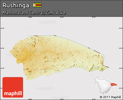 Physical Map of Rushinga, cropped outside