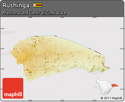 Physical Map of Rushinga, cropped outside