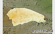 Physical Map of Rushinga, darken