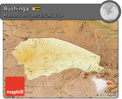 Physical Map of Rushinga, satellite outside