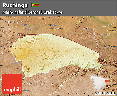 Physical Map of Rushinga, satellite outside