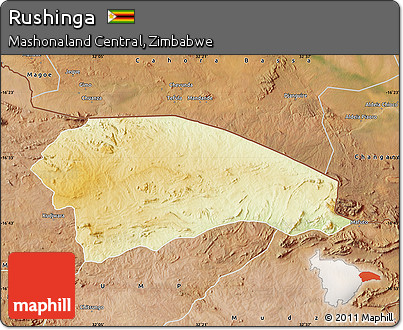 Physical Map of Rushinga, satellite outside