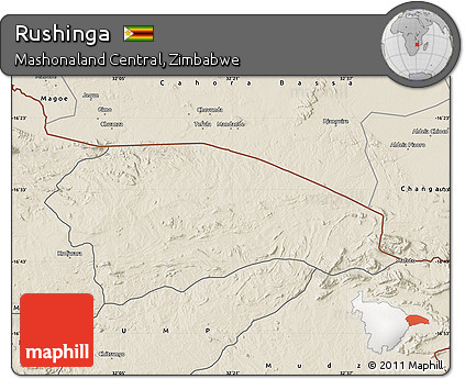 Shaded Relief Map of Rushinga