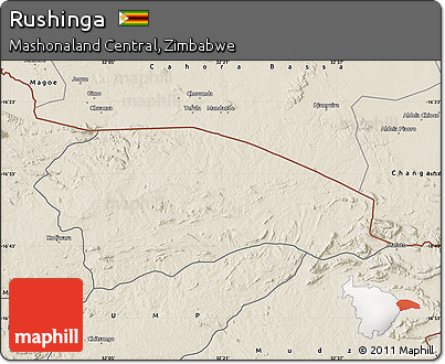 Shaded Relief Map of Rushinga