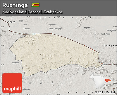 Shaded Relief Map of Rushinga, semi-desaturated