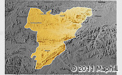 Physical 3D Map of Shamva, darken, desaturated