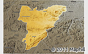 Physical 3D Map of Shamva, darken, semi-desaturated