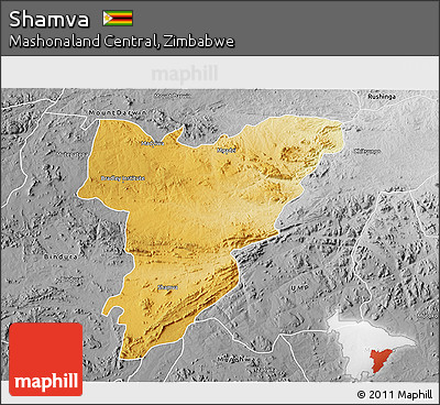 Physical 3D Map of Shamva, desaturated