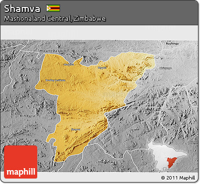 Physical 3D Map of Shamva, desaturated