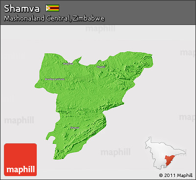 Political 3D Map of Shamva, cropped outside