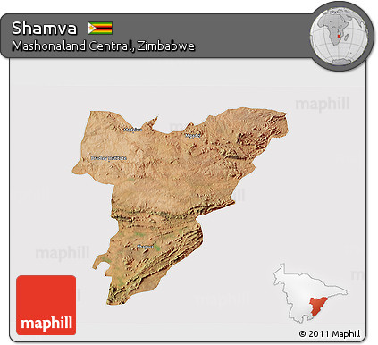 Satellite 3D Map of Shamva, cropped outside