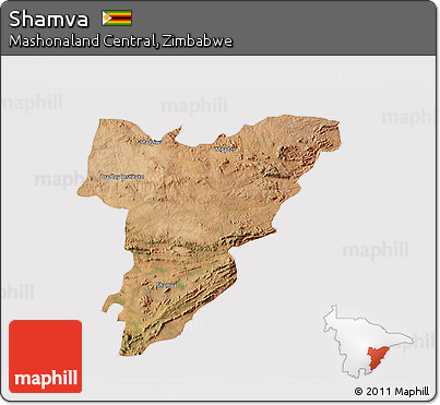 Satellite 3D Map of Shamva, cropped outside