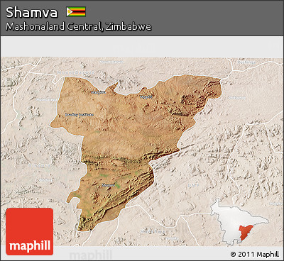 Satellite 3D Map of Shamva, lighten