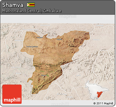 Satellite 3D Map of Shamva, lighten