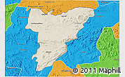 Shaded Relief 3D Map of Shamva, political outside