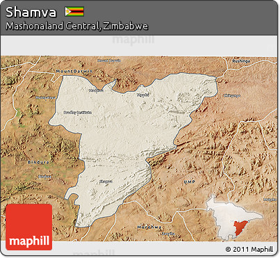 Shaded Relief 3D Map of Shamva, satellite outside