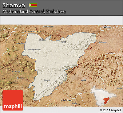 Shaded Relief 3D Map of Shamva, satellite outside