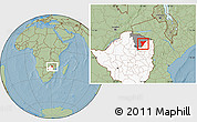 Savanna Style Location Map of Shamva, highlighted country, highlighted parent region, hill shading