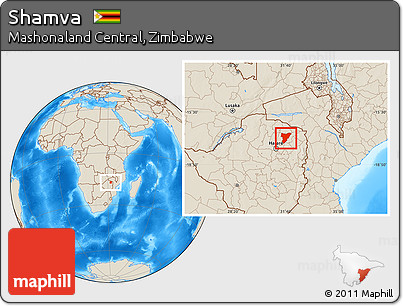 Shaded Relief Location Map of Shamva