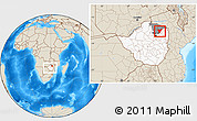 Shaded Relief Location Map of Shamva, highlighted country, highlighted parent region, within the entire country